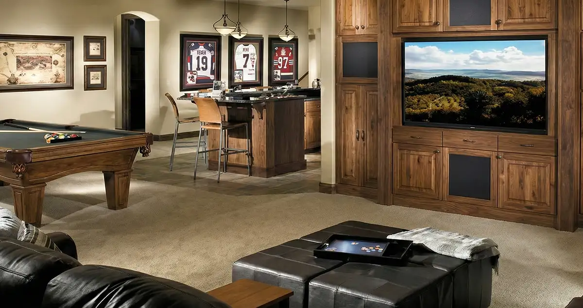 finished basement remodeling project transforming a basement into a comfortable living space in Columbia, SC