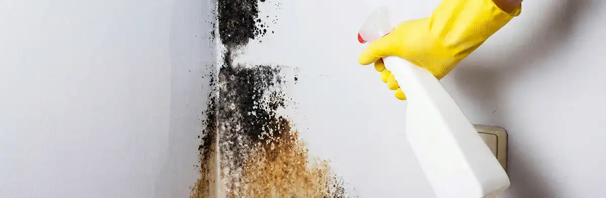 visible mold growth on an interior wall being treated during mold removal service in Columbia, SC