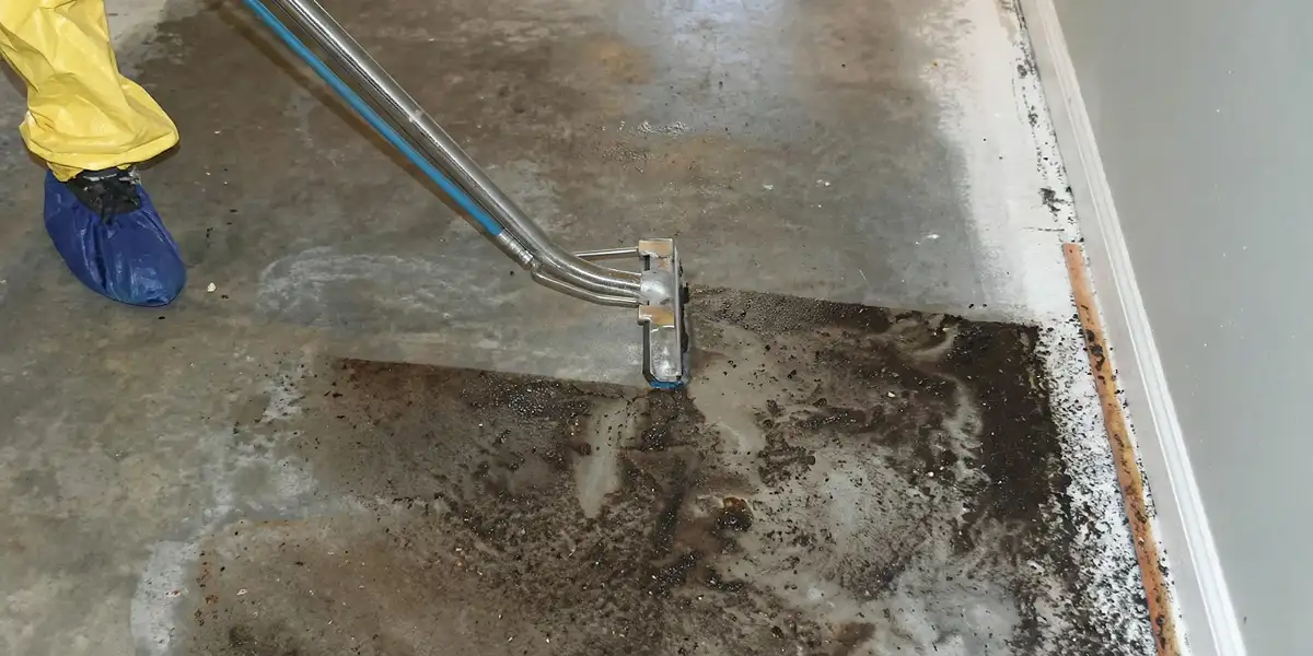 sewage removal technicians extracting contaminated wastewater from a residential floor in Columbia, SC