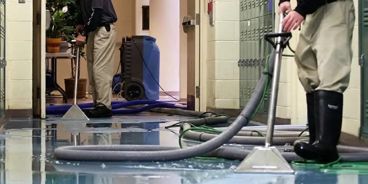 water damage restoration technicians performing professional water extraction inside a property in Columbia, SC